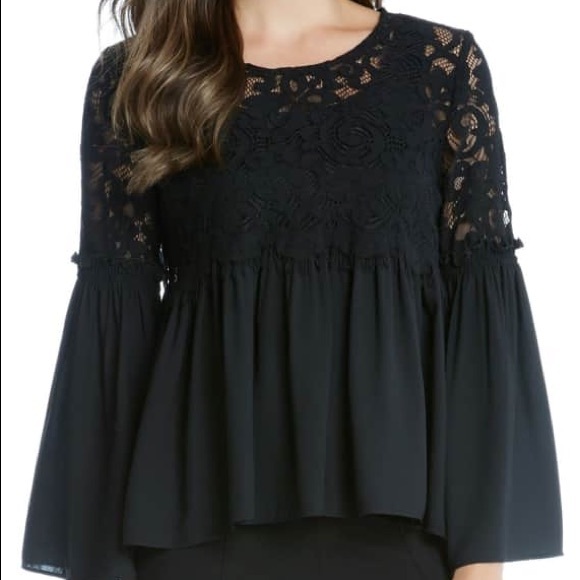 Cream Ruffle Hem Lace Top - Picture 4 of 5